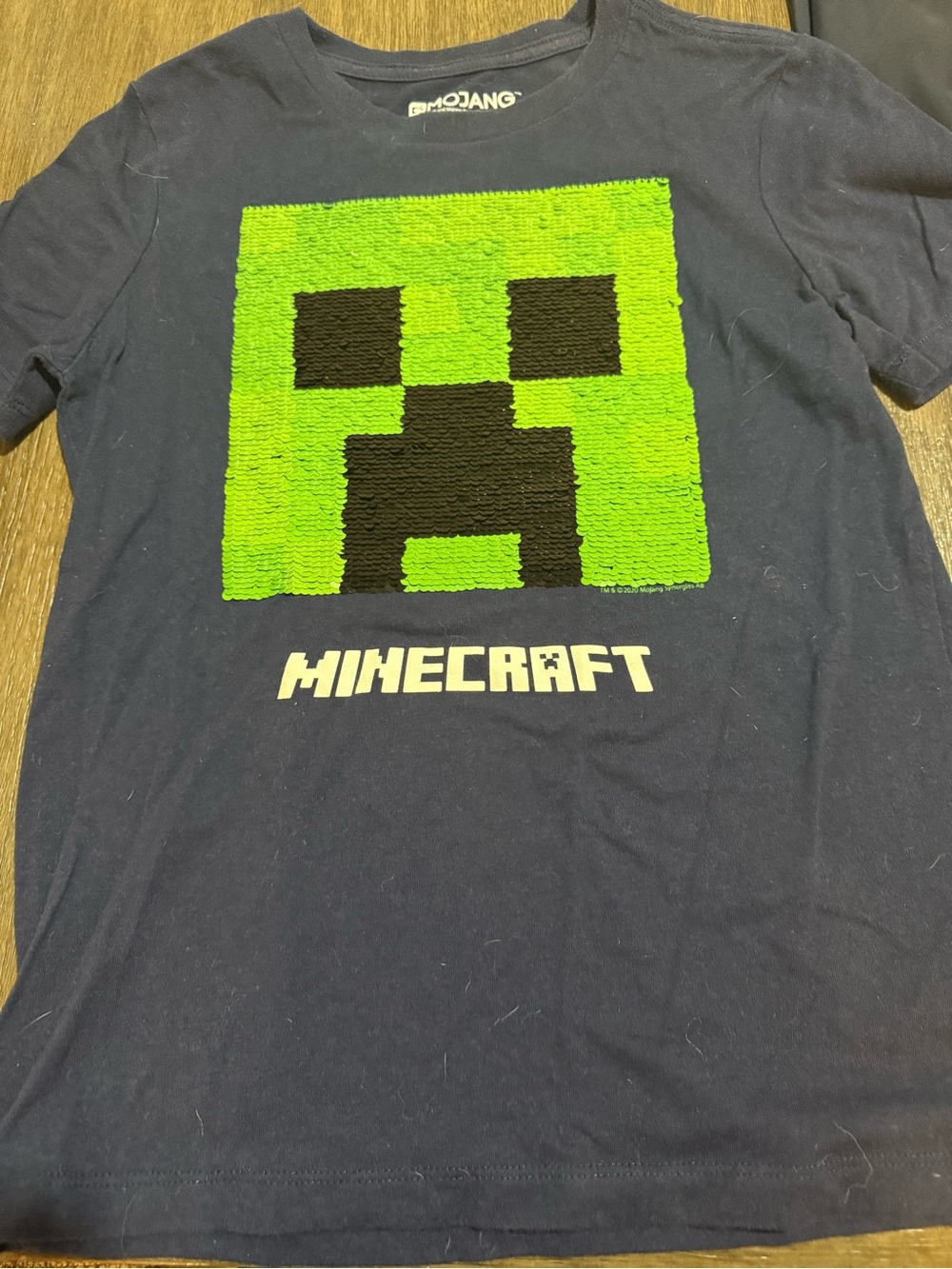 Kids Navy Blue Tee with multiple Minecraft Design
